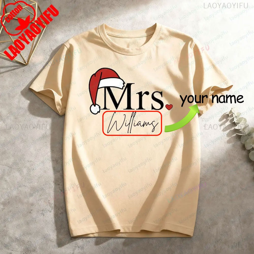 Matching Mr & Mrs Christmas Shirts Personalized Holiday Couple Tees Christmas Couple Costumes Merry Christmas Men Women Tshirt