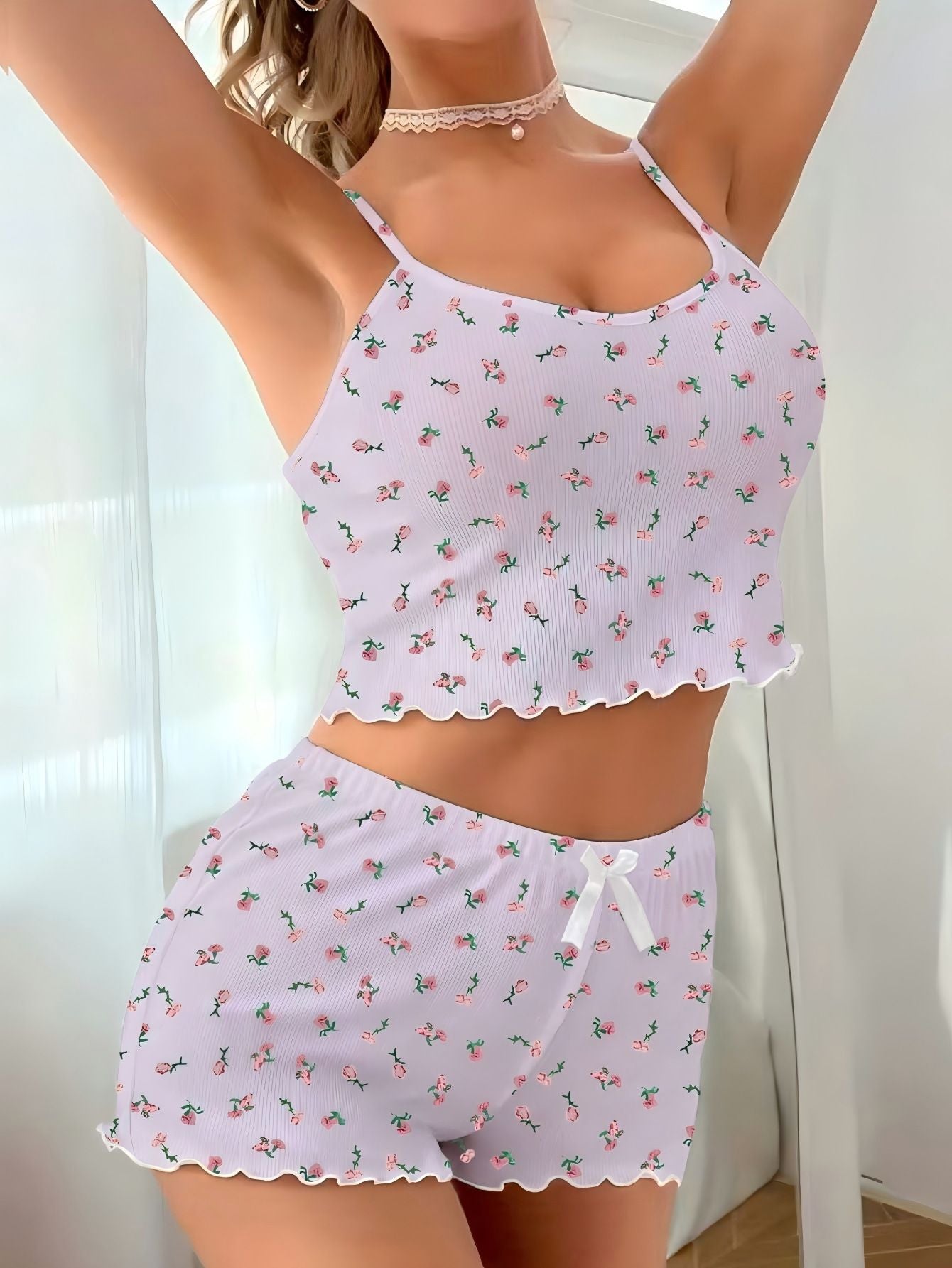 Casual Printed Pajamas For Women Two Pieces Sleepwear Women's Pajama Shorts Loungewear Sets Nightwear Female Home Suit Clothes