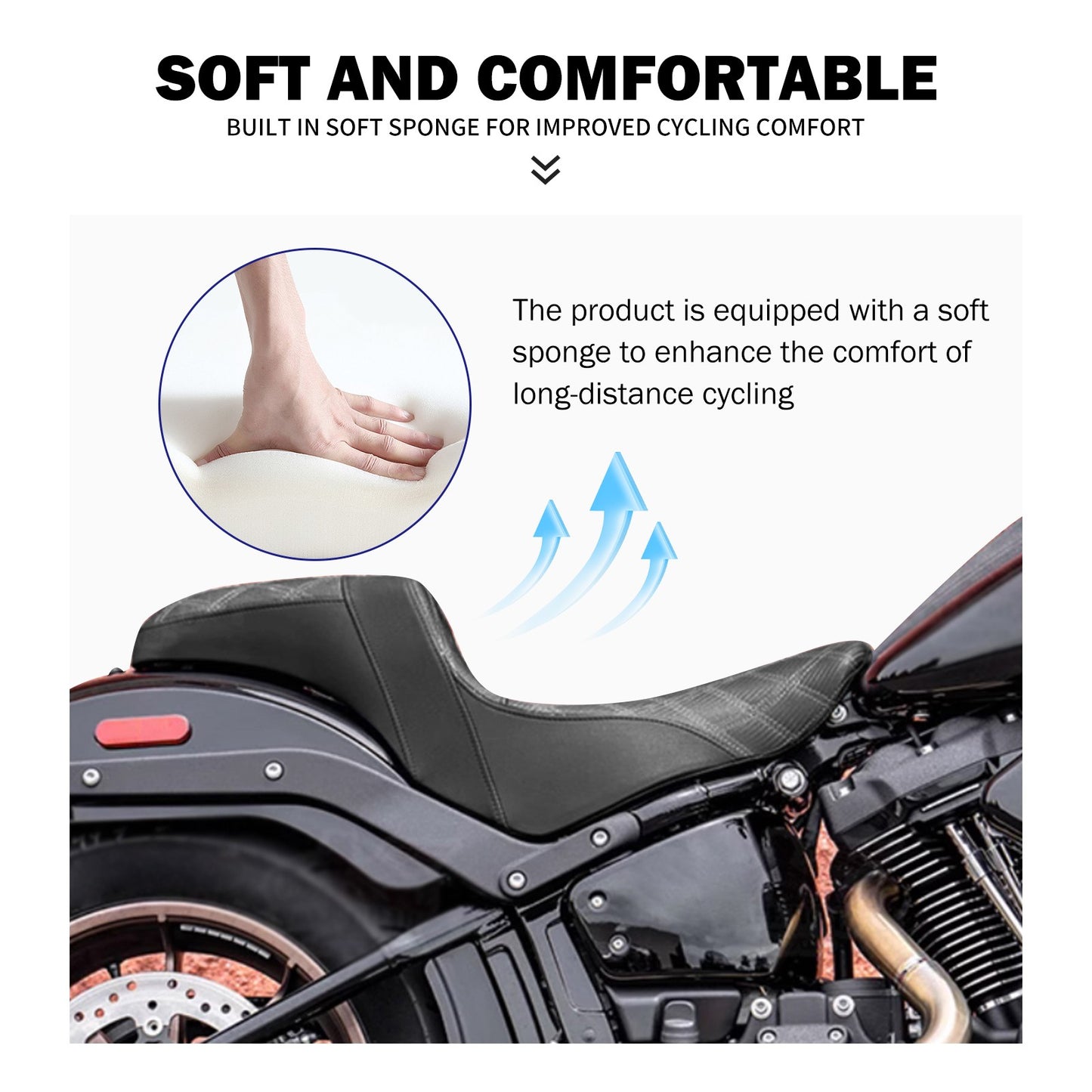 Banco Duplo de Moto para Piloto e Garupa Almofada Dianteira Traseira para Harley Softail Sport Glide FLSB Low Rider FXLR FXLRS 2018 em Diante