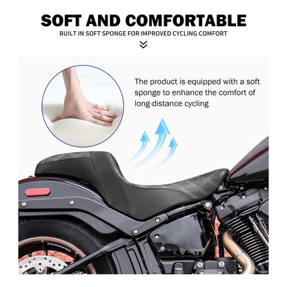 Banco Duplo de Moto para Piloto e Garupa Almofada Dianteira Traseira para Harley Softail Sport Glide FLSB Low Rider FXLR FXLRS 2018 em Diante