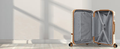 Joyway Luggage Set 6 Piece Suitcase Sets with Spinner Wheel,Hardside Expandable Travel Laggage with TSA Lock (18/20/24/28 White