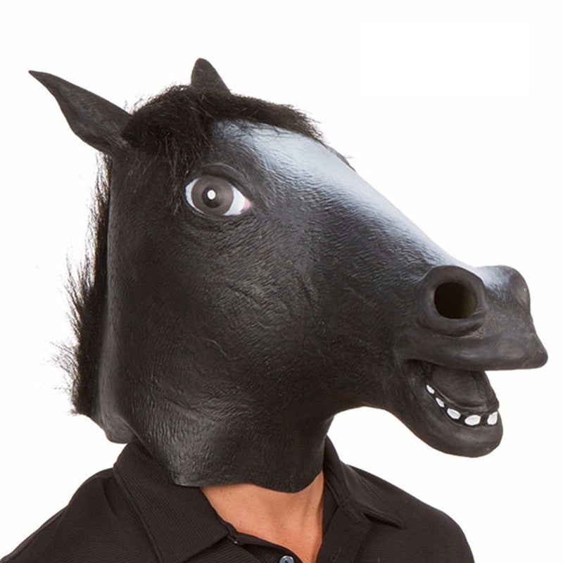 Horse Mask Halloween Horse Head Mask Latex Creepy Animal Costume Theater Prank Crazy Party Halloween Decor