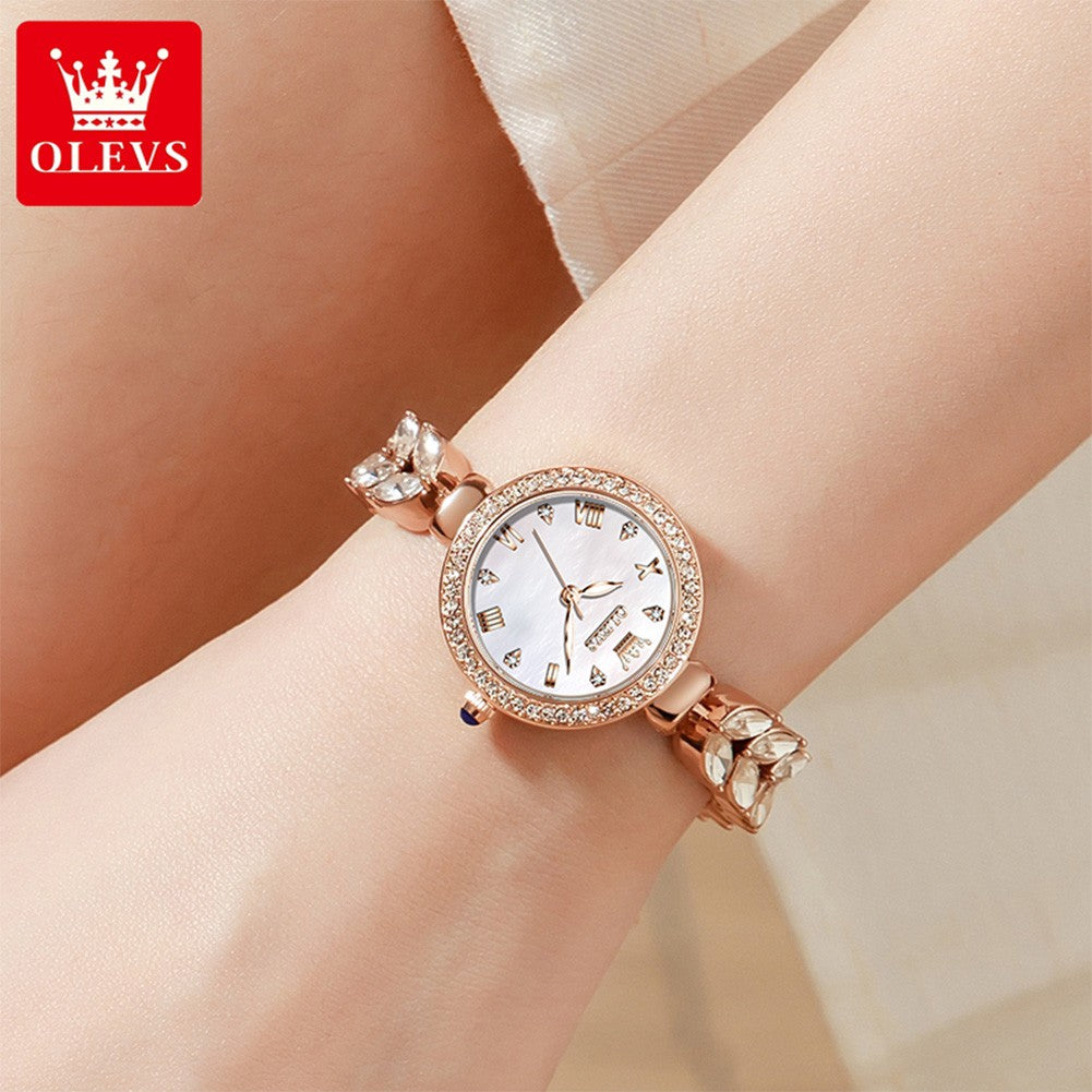 OLEVS 9971 Women Watch Luxury Brand Quartz Watch Fashion Unique Design Diamond Mermaid Bracelet Dress Watch Women Elegant Watch