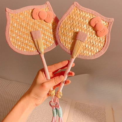 1-5Pcs Cute Handwoven Portable Fans Suitable Summer Beach Parties Birthday Wedding Carnival Party Gifts Photo Props Giveaways