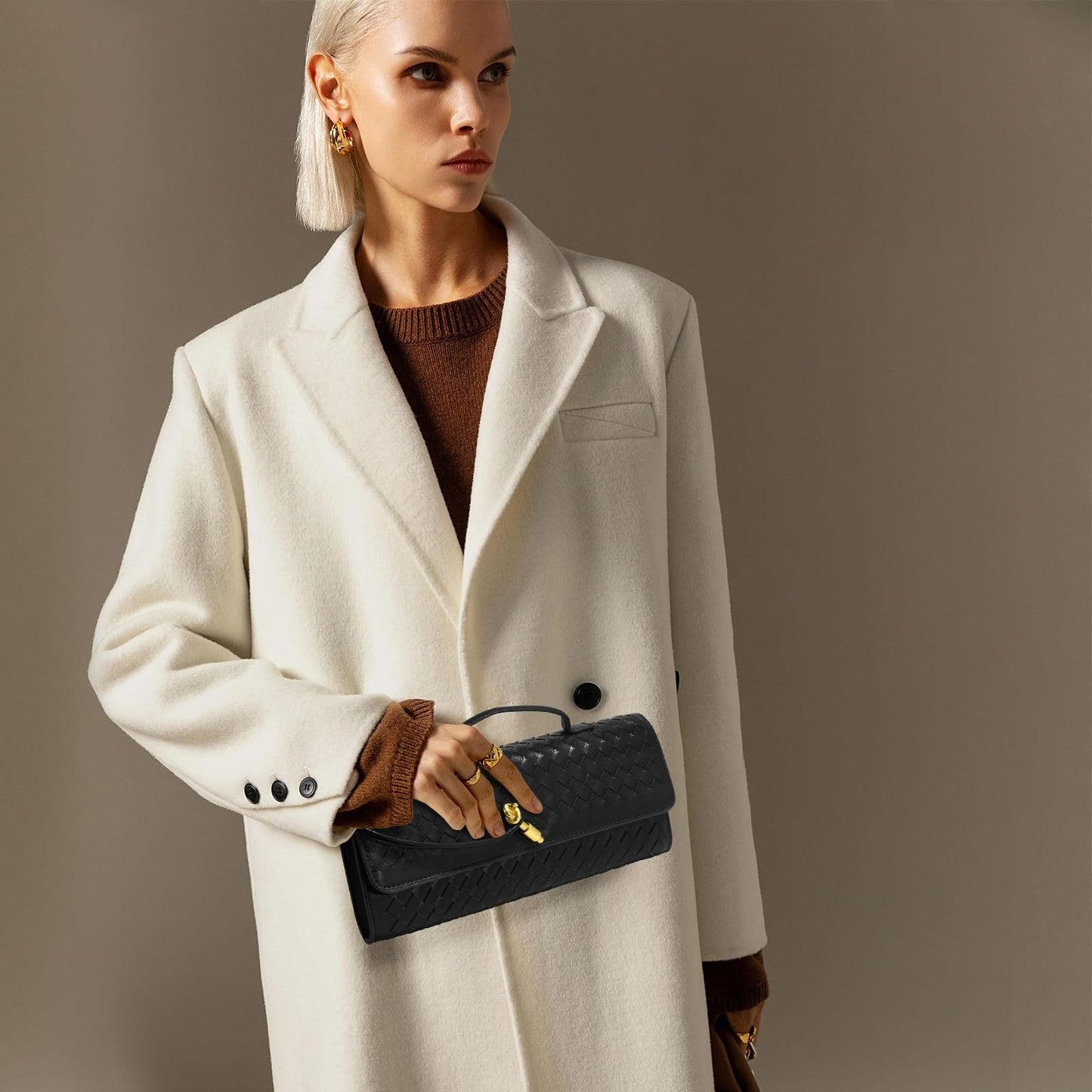 Women's woven handbags, evening clutches, woven leather totes, formal crossbody bags