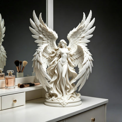 Quadruple Wing Holy Angel Sculpture Neoclassical Goddess Figurine Elegant European Art Statue Tabletop Decor Religious Present