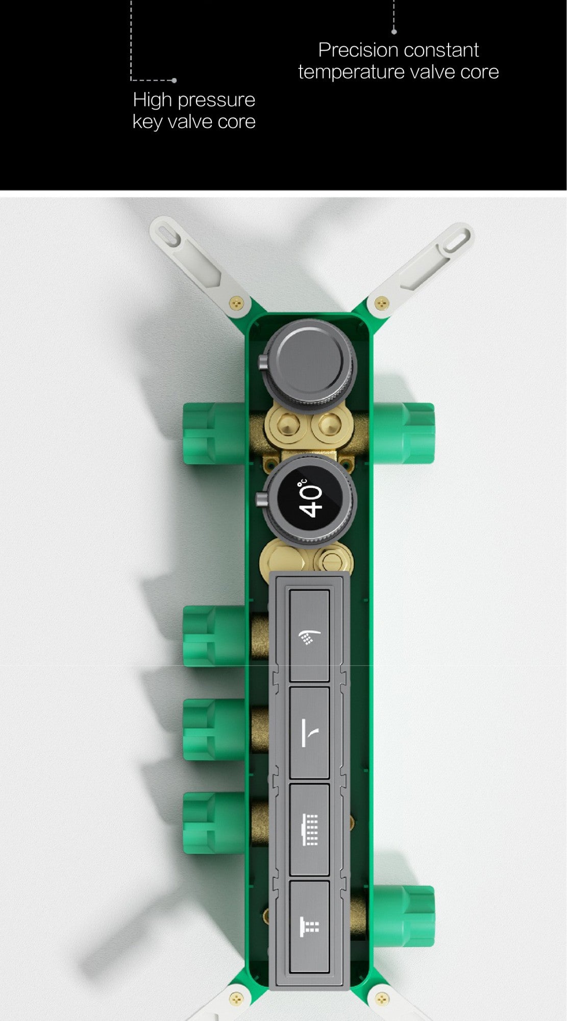 Luxury gun gray brass thermostatic shower system wall mounted LED digital display hot and cold water bathroom embedded faucet