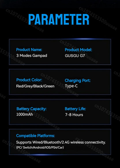 GUSGU G7 1.44-inch Smart Screen Wireless Controller 3 Modes for Switch PS4 IOS Android TV PC Tesla Gamepad, Same Product for X01