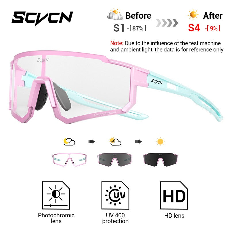Óculos de Sol Fotocromáticos SCVCN Óculos de Ciclismo para Esportes ao Ar Livre Masculino Feminino MTB Escalada Óculos de Condução para Bicicleta Novo