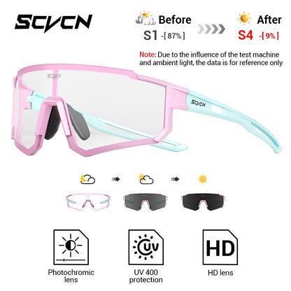 Óculos de Sol Fotocromáticos SCVCN Óculos de Ciclismo para Esportes ao Ar Livre Masculino Feminino MTB Escalada Óculos de Condução para Bicicleta Novo