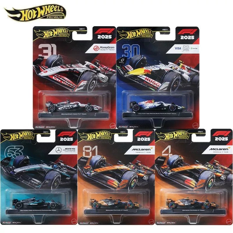 Novo Hot Wheels Premium 2025 F1 Racing Car Model Liga 1:64 Modelo Diecast Red Bull McLaren Mercedes Equipe Colecionável Veículo de Brinquedo