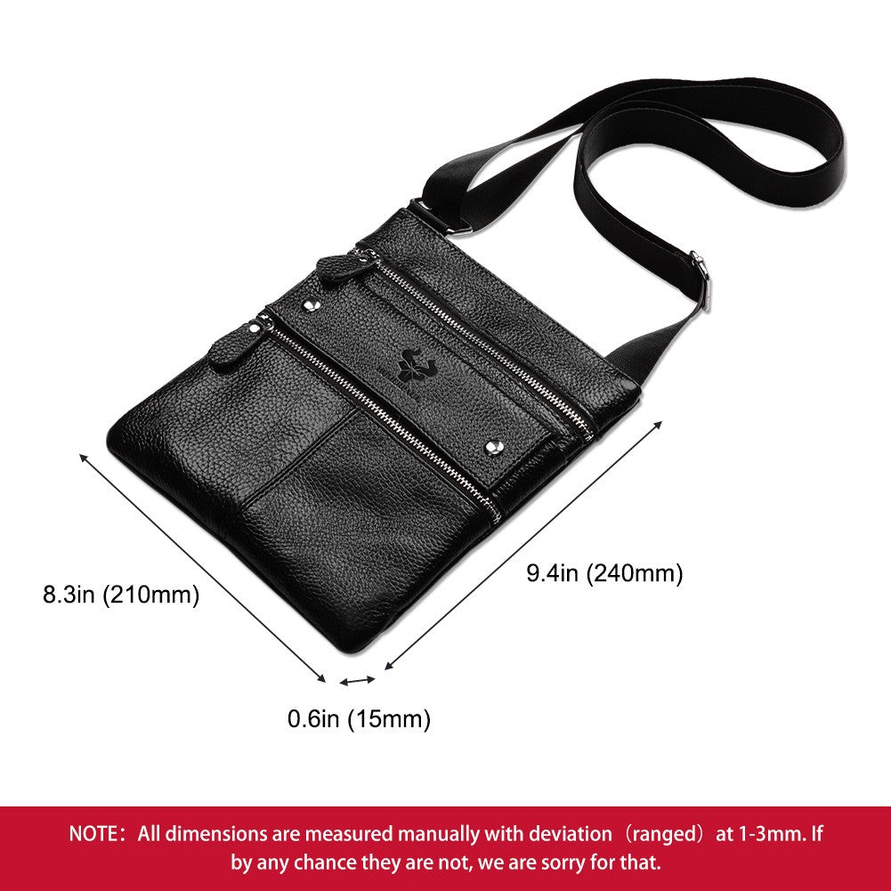 HUMERPAUL Genuine Leather Men's Crossbody Bags Large Capacity Shoulder Sling Bag Multifunction Short Travel Messenger Pack