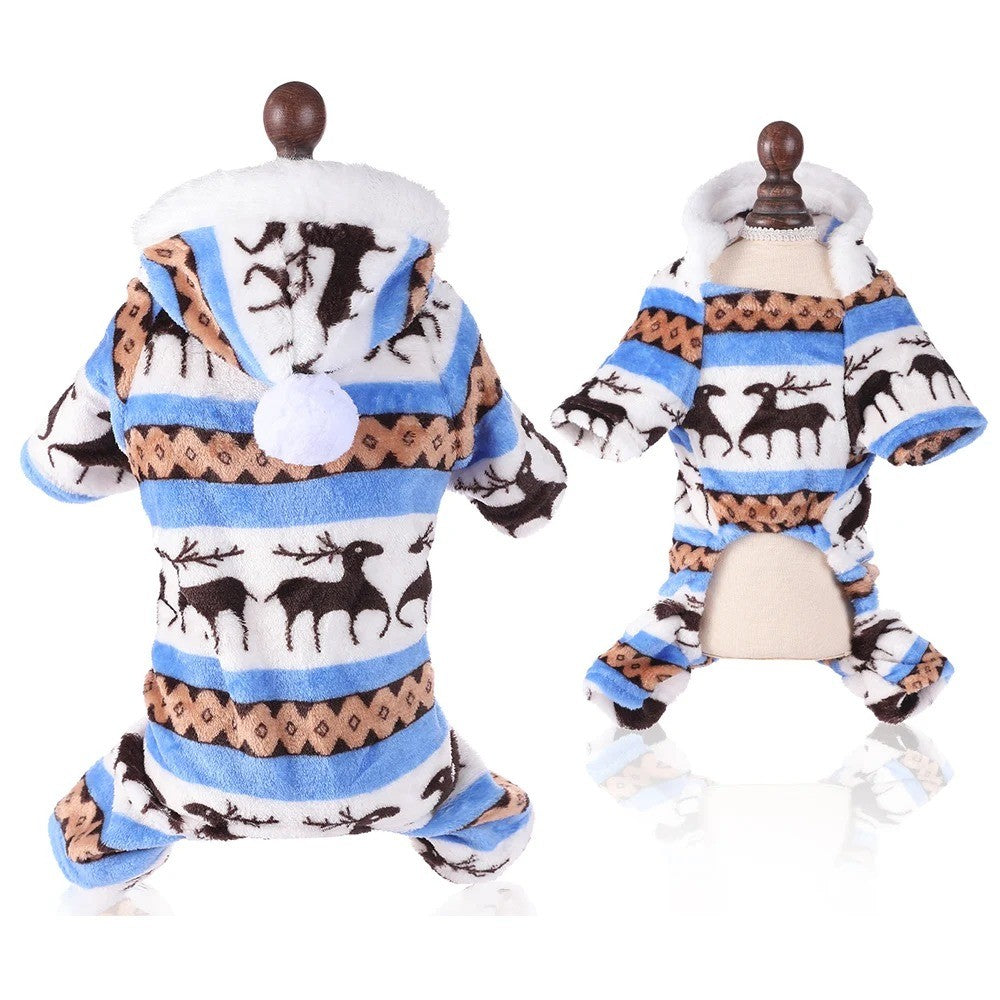Roupas de cachorro de Natal de inverno Macacão de cachorro de pelúcia quente Pijamas para cães médios pequenos Para baixo Gatos Parkas Filhote de cachorro ???? Roupa para cães