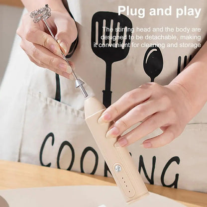 Portable egg beater, charging electric milk frother, mini handheld beverage milk coffee machine, 3-speed household kitchen mixer