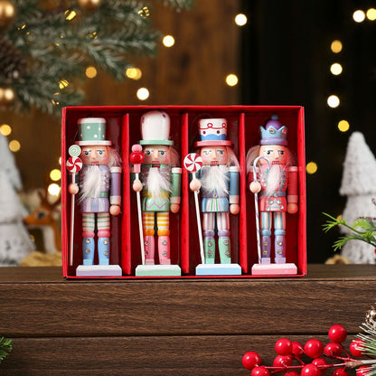 3/4/5PCS Walnut Soldier Christmas Ornaments Pink Red Gold Walnut Soldier Christmas Tree Decorations Xmas Gifts