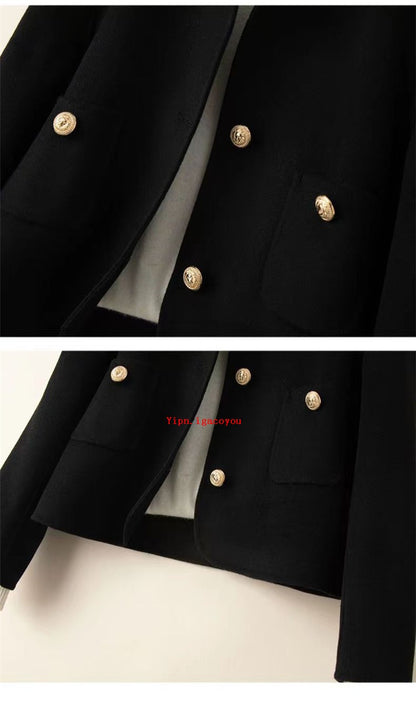 Spring Autumn 2025 New O-Neck Woolen Short Coat Women Female Korean Fashion Single-Breasted High-Quality Wool Jacket Female B733