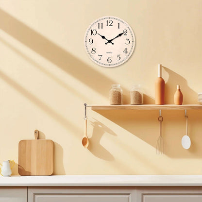 1pc, 10-16 inch classic retro wooden wall clock, creative digital design, battery-operated silent quartz, suitable for living ro