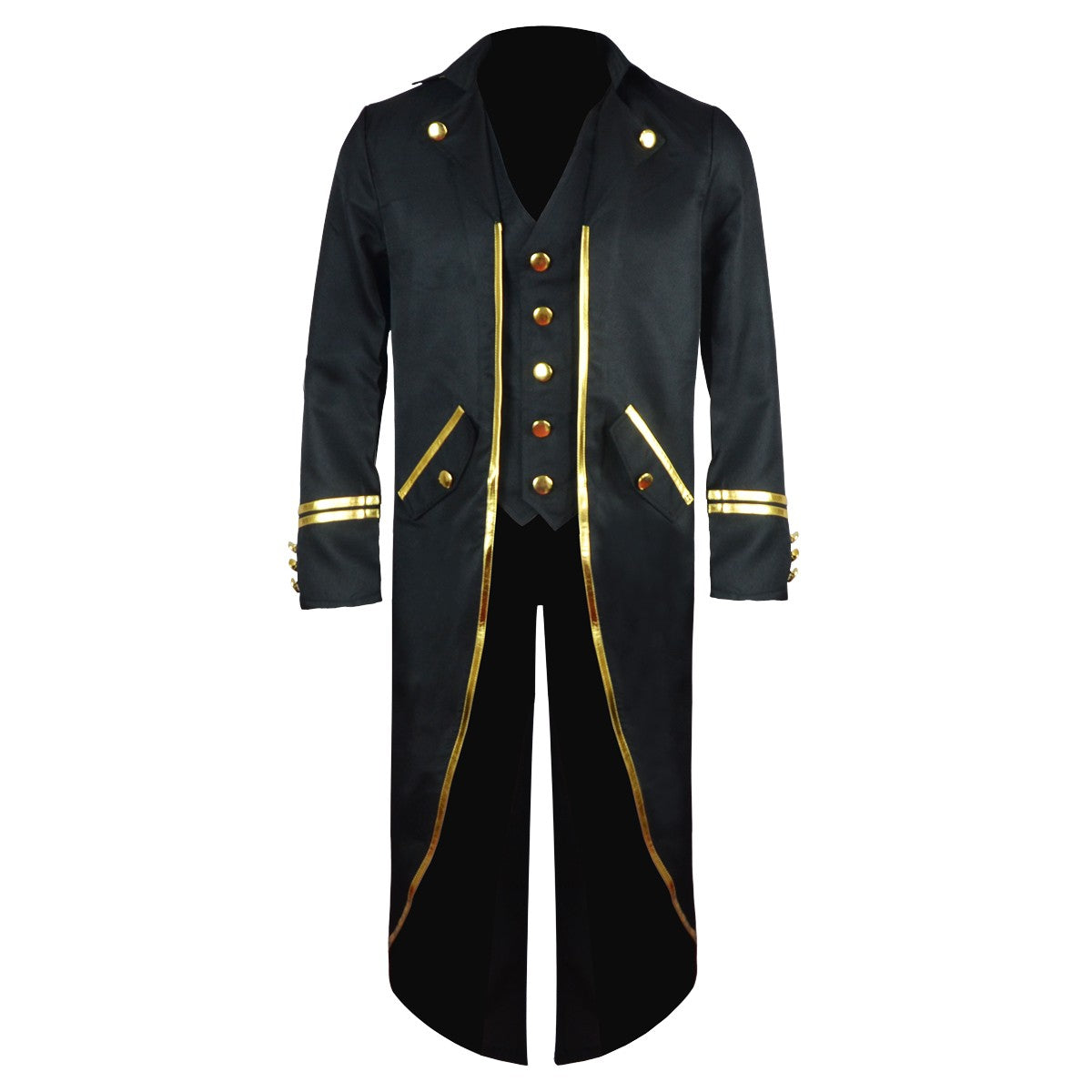 Halloween Costume Men Tuxedo Medieval Vintage Costume Male Mid-Length Punk Vintage Gilt Tuxedo Stage Performance Clothing