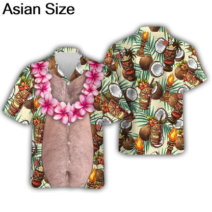 Funny Design Big Belly Hawaiian Shirts Funny Vacation Mens Shirts Casual Button Down Tropical Beach Shirts Y2k Unisex Blouses