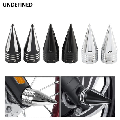 2 Peças Capas de Porca do Eixo Dianteiro CNC de Alumínio Preto/Cromado para Harley Sportster 883 1200 Dyna Touring Softail