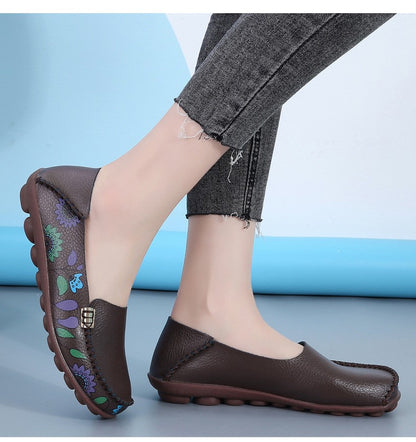 New Moccasins Women Flats Spring Female Leather Loafers Slip on Ballerina Women Casual Shoes Zapatos Mujer Plus Size 35-46