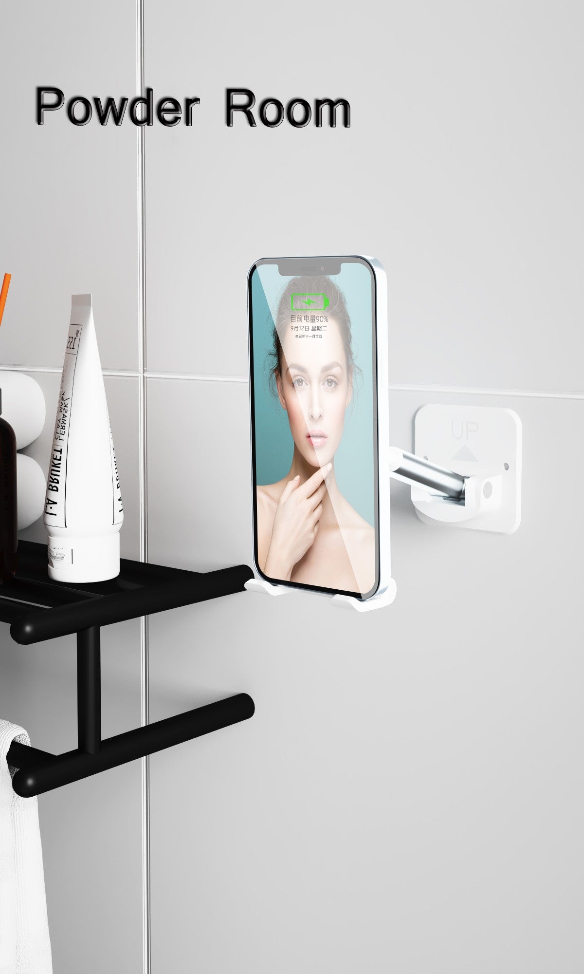 Wall Sticker Mount Tablet Stand Stretchable Arm Cell Phone Wall Holder Adjustable Wall Stand for iPad iPhone 4-12inch Universal