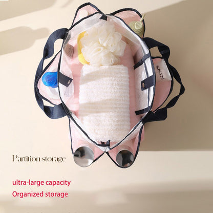 Multi Pocket Mesh Beach Bag Fitness Sports Storage Bag Seaside Swimsuit Bag Large Capacity Tote Bag Portable Toiletry Organizer