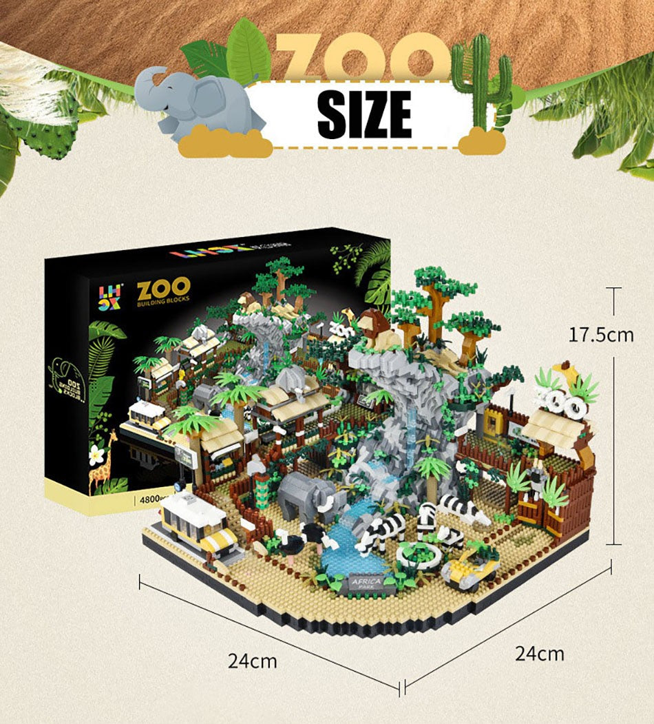 MOC Cidade Zoológico Animal Micro Blocos de Montar Conjunto de Tijolos Panda Leão Elefante Girafa Flamingo Kit Modelo de Parque de Animais Brinquedos Presentes