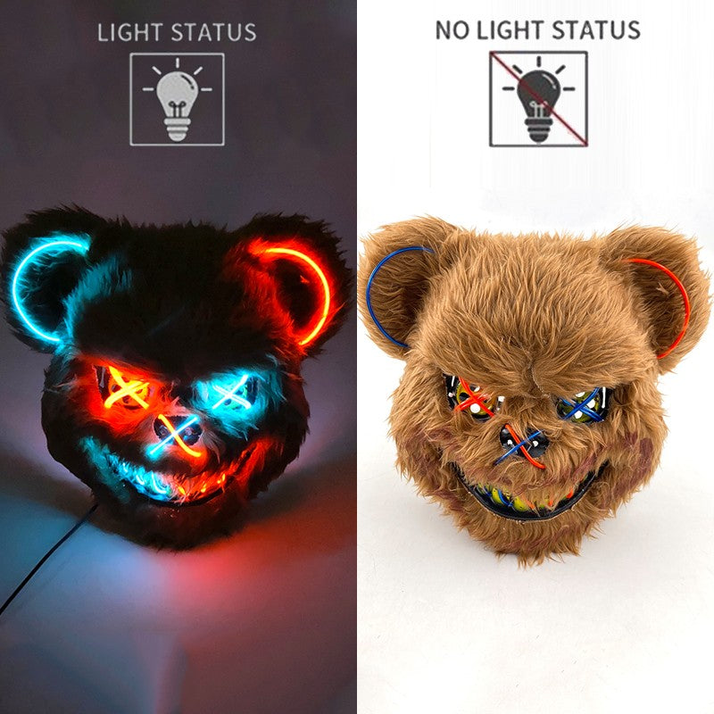 Hot Bloody Rabbit Bear Luminous LED Mask Halloween Horror Bunny Mask Carnival Party Props Cosplay Dress Up Headgear