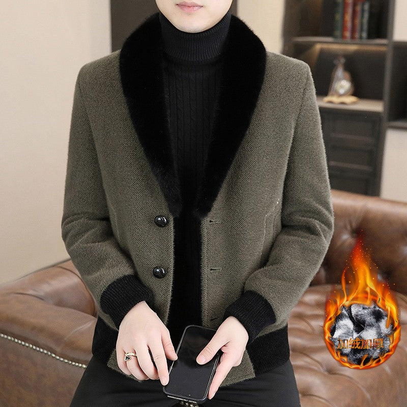 2024 Winter Woolen Jacket for Men Thick and Plush Warm Lapel Trench Coat Casual Business Wool Blends Social Streetwear Overcoat