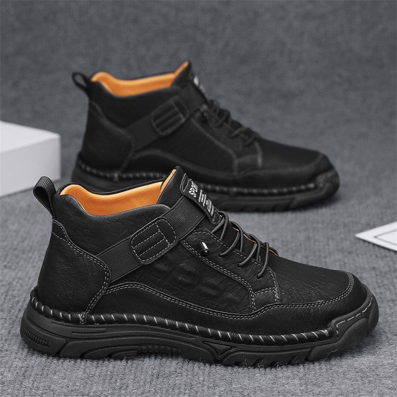 Italian Men's Outdoor Walking Boots Casual Leather Comfy Designer Driving Flats Fashion Vintage Handmade Thick Bottom Sneakers