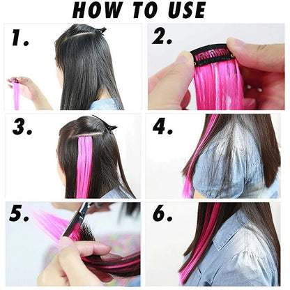 Extensão de Cabelo Tic Tac 5 Peças/Pacote 22 Polegadas Cores Ombré Aplique de Cabelo Arco-Íris Resistente ao Calor para Mulheres