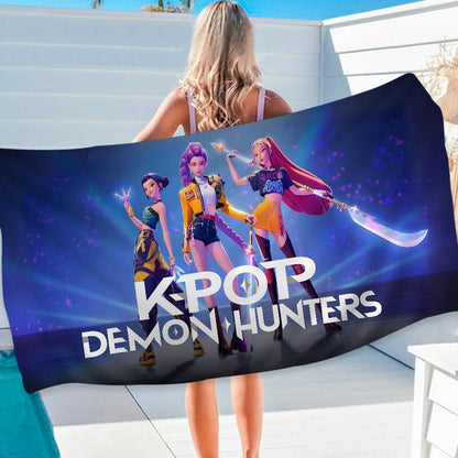 Popular KPop Movie D-Demon H-Hunters Microfiber Blanket Quick Drying Beach Towels Oversized Printing Super Absorbent Pool Towe