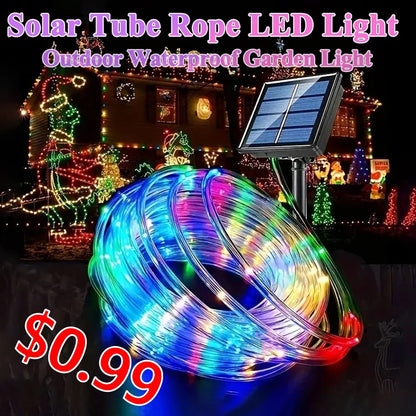 Solar Powered LED Flower Wreath Fairy Light String 50/100LED with 8 Modes Outdoor Garden Lights for Christmas Wedding Decoration