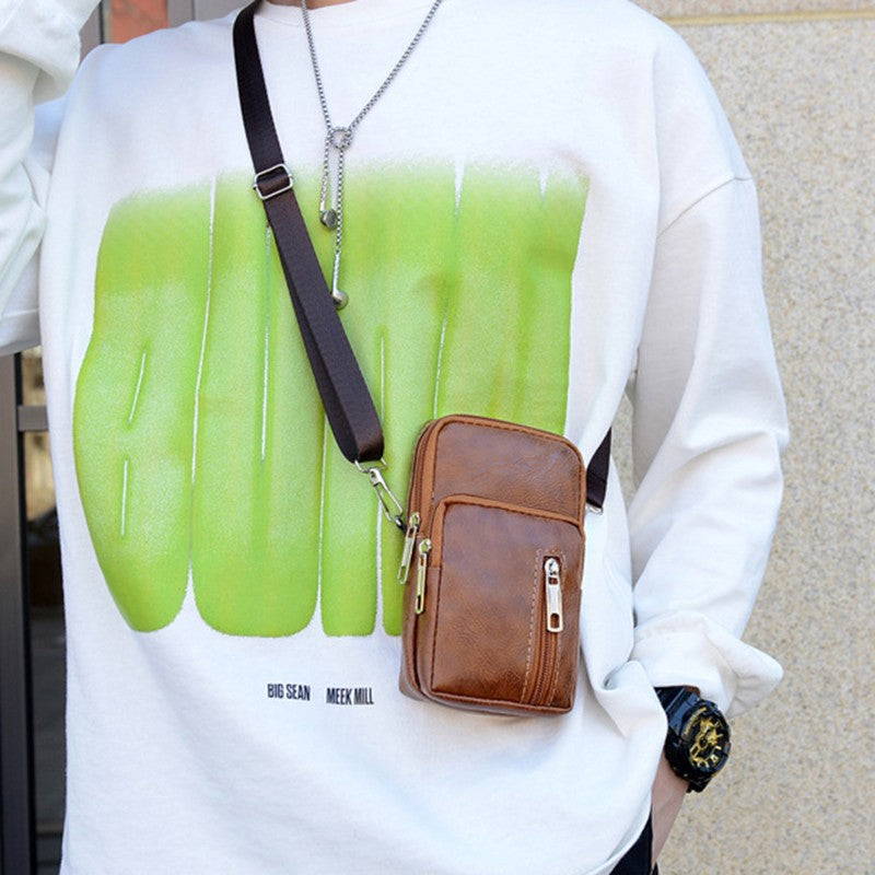 Men'S Shoulder Bag Multi-Function Leather Messenger Casual Crossbody Bags High Quality Male Purse Phone Chest Pack