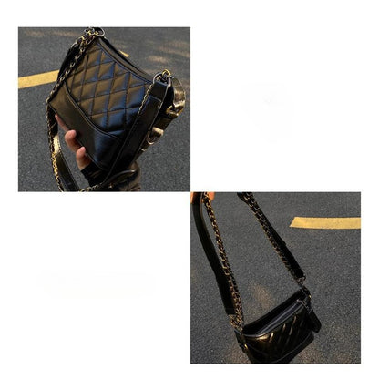 New Trendy High-End Black Single Shoulder Crossbody Chain Hobo Bag for Women