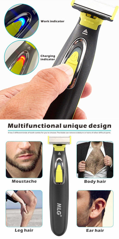 MLG USB Rechargeable Waterproof Washable Rechargeable Electric Shaver Beard Razor Body Trimmer Men Shaving Machine Hair