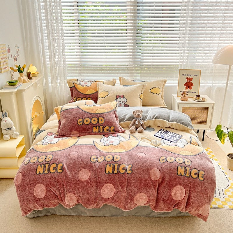 Capa de Edredom de Veludo Leite com Estampa de Panda Fofo para Decoração de Quarto de Meninos e Meninas, Roupa de Cama de Desenho Animado de Animais, Capa de Edredom Macia e Quente para Outono e Inverno