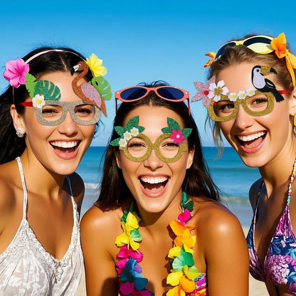 Hawaiian Party Glasses,Summer Flamingo Pineapple Coconut Glasses,Summer Beach Themed Birthday Party Decorations
