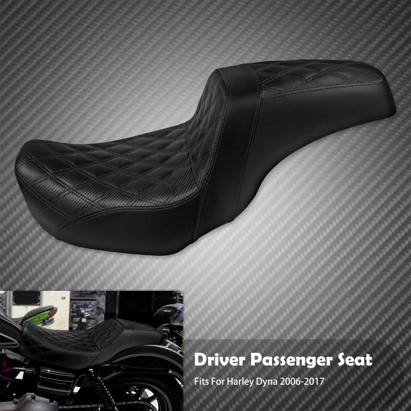 Assento Duplo de Couro para Piloto e Passageiro Dianteiro Traseiro de Motocicleta para Harley Dyna 2006-2017 Fat Bob Low Rider FLD