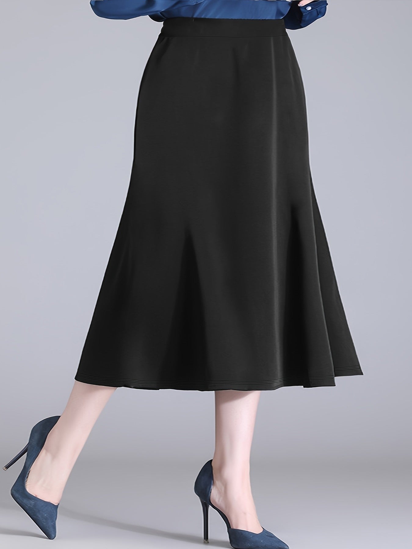 Spring and summer new plus size women's fashion temperament wind solid color half-body skirt