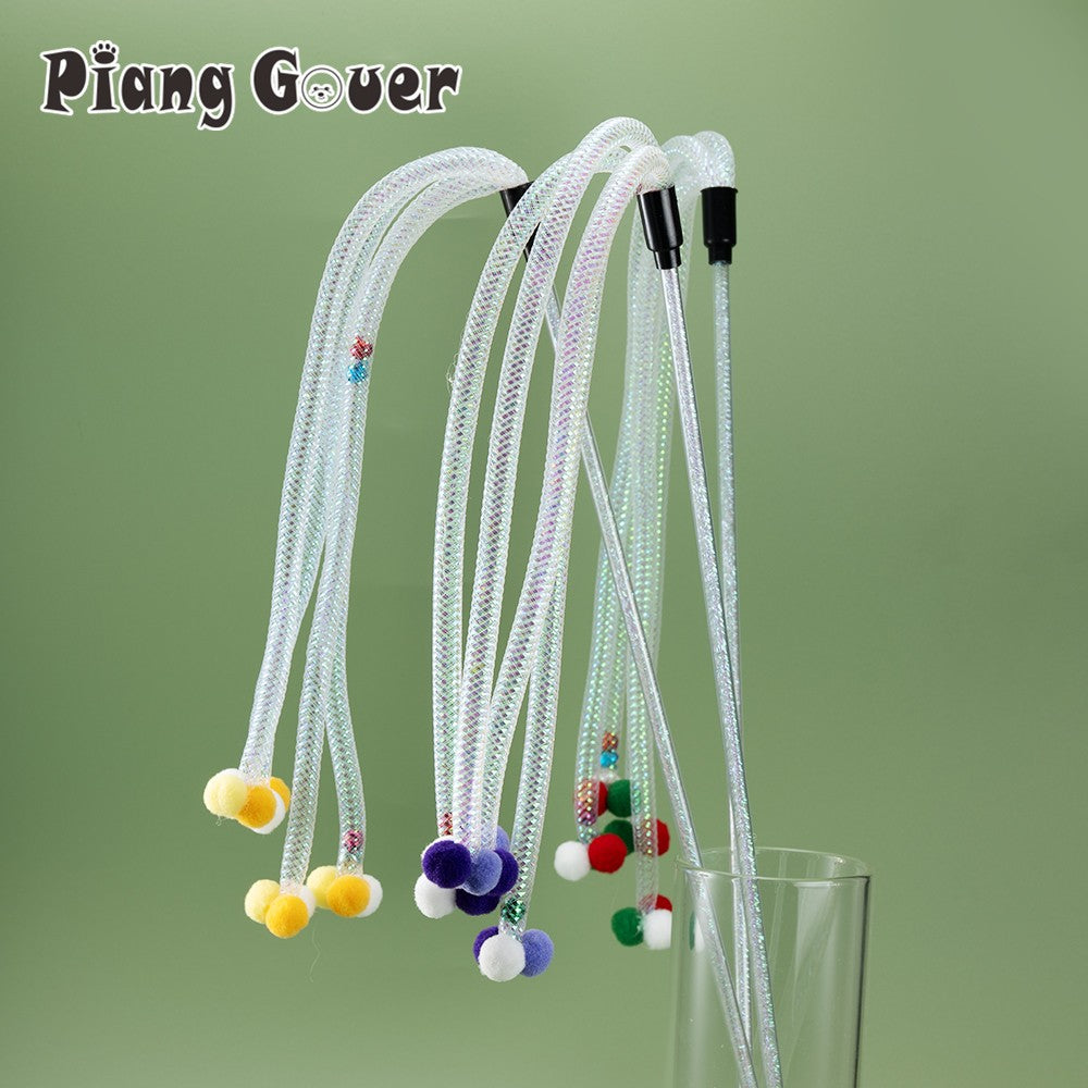 Brinquedo de Gato com Varinha Interativa e Bola de Pelúcia, Brinquedo para Gatos de Plástico com Sino, Brinquedo Provocador de Gatinhos para Pets