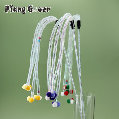 Brinquedo de Gato com Varinha Interativa e Bola de Pelúcia, Brinquedo para Gatos de Plástico com Sino, Brinquedo Provocador de Gatinhos para Pets