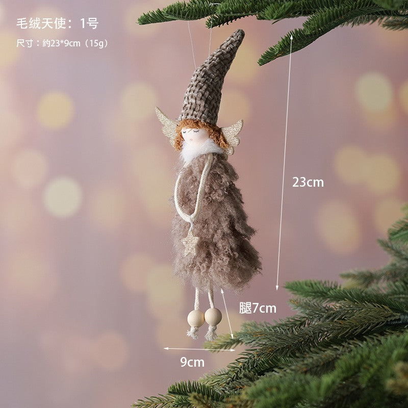 2Pcs New Christmas Cute Plush Angel Doll Pendant Lovely Boys Girls Xmas Tree Hanging Decoration Merry Christmas Party Ornaments
