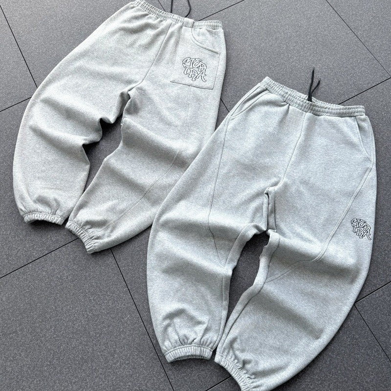 Calções casuais de hip-hop retrô estilo europeu e americano, calças esportivas com logo de marca bordado, unissex, folgadas, perna larga