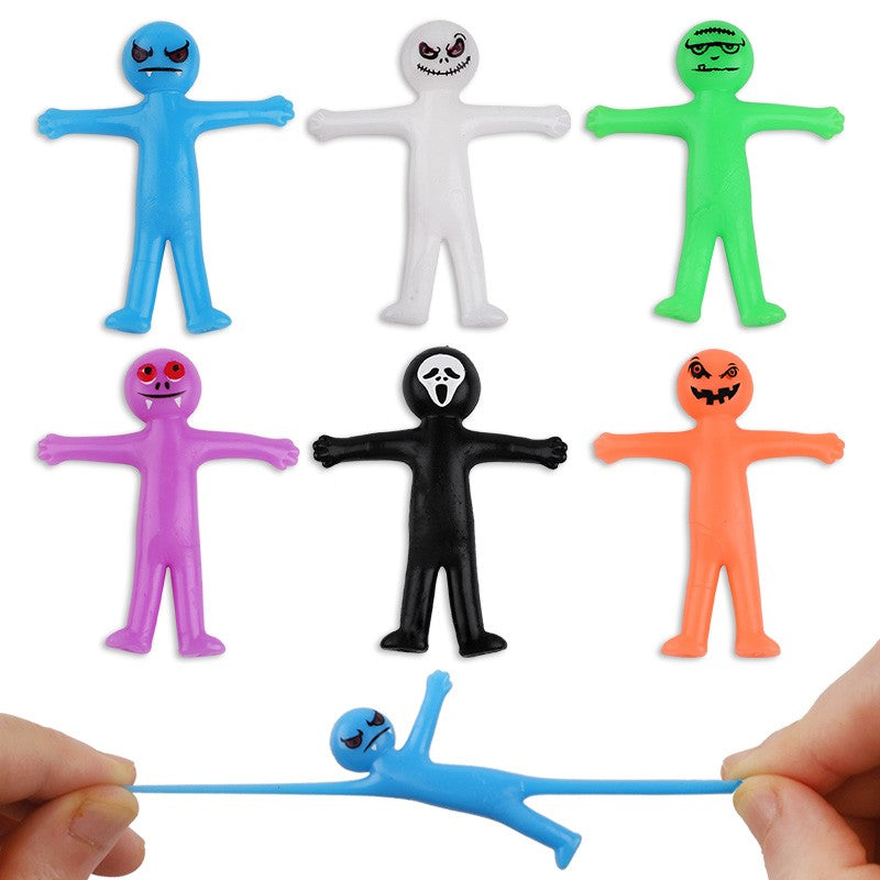 12-36Pcs Funny Little Man Halloween Stretchy Toy Kids Halloween Birthday Party Favors Goodie Bag Trick or Treat Bucket Filler