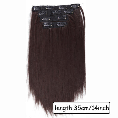 Peruca Sintética de 14 Polegadas com Quatro Peças Extensão de Cabelo Liso Peruca com Presilha Estilo BB Adequada para Mulheres Natal Ano Novo Carnaval Música