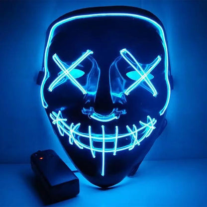 LED Glowing Black V-Shaped Mask, Masquerade Cheering Prop, EL Ghost Face Mask, Glowing Mask