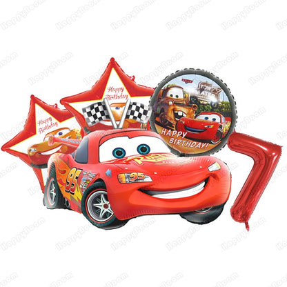 Cartoon Lightning Car Theme Foil Balloons Set Number 1-9 Balloon Cartoon Car Happy Birthday Party Decoration Supplies Party Prop