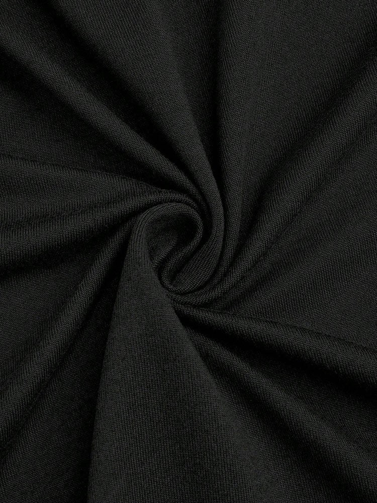 New French High-Waist Retro Knitted Ruched High-Slit Midi Skirt Black Versatile Slim Plus Size Female Clothing Elegant Party